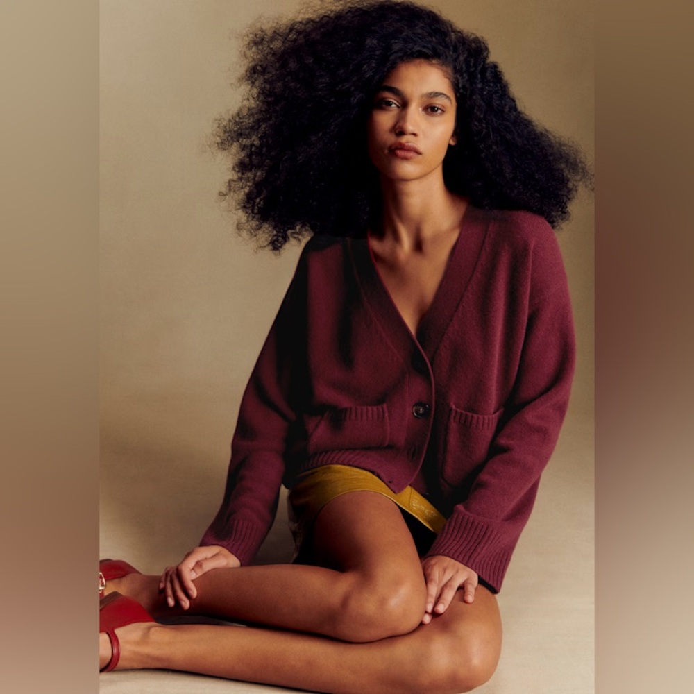 Sezane burgundy Jady Yak wool Cardigan